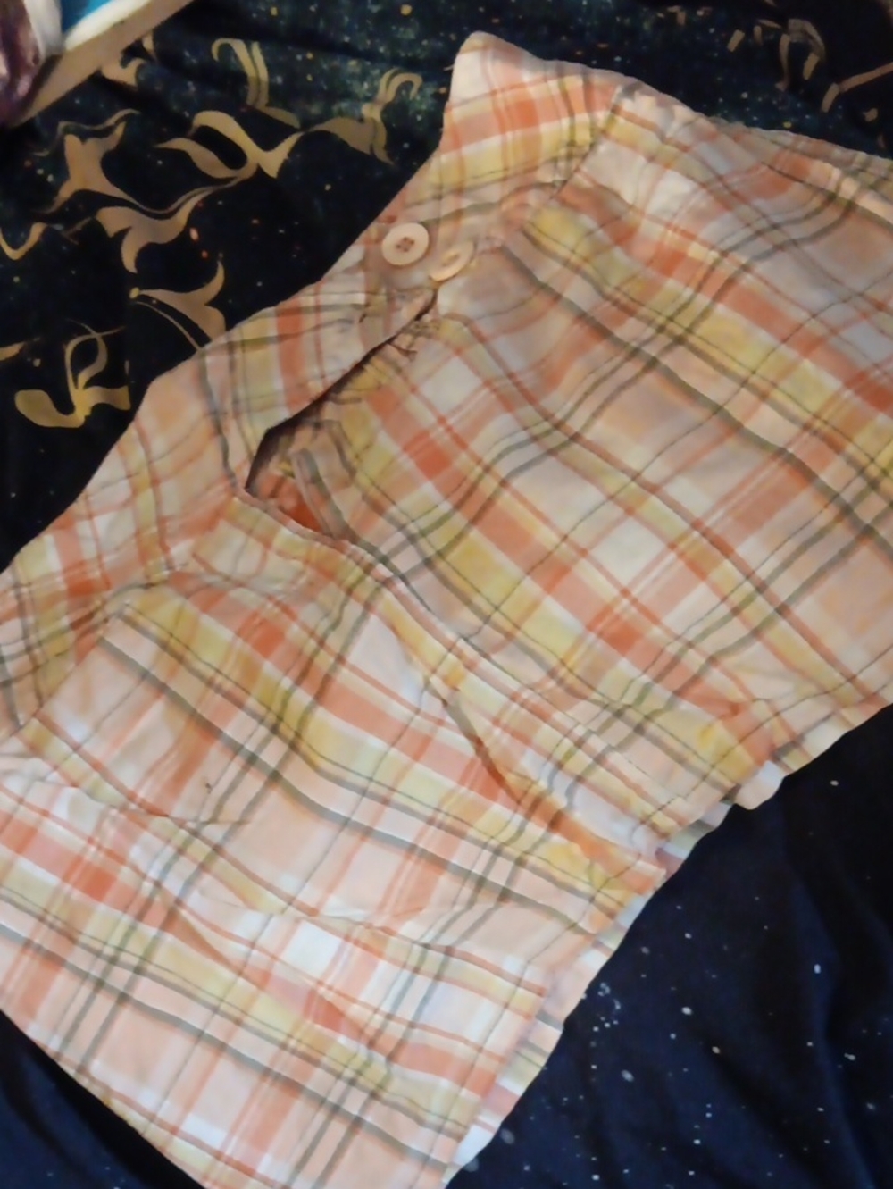 Tracy Evans Pastel Plaid Shorts in Peach, Yellow and White